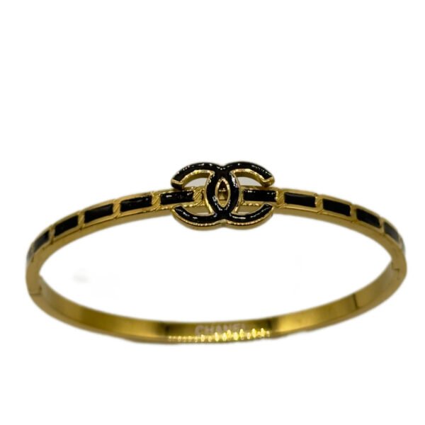 Noir Monogram Bangle – Gold & Black