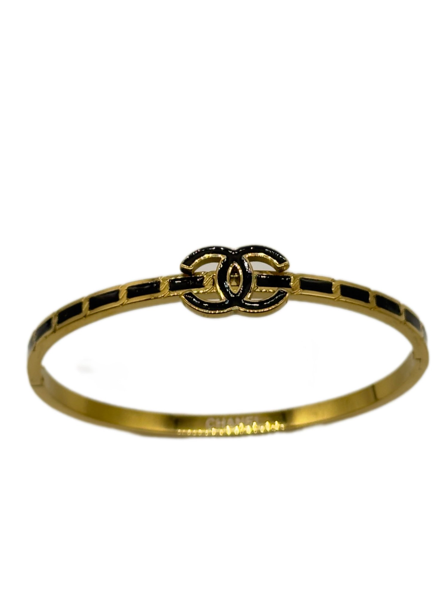 Noir Monogram Bangle – Gold & Black