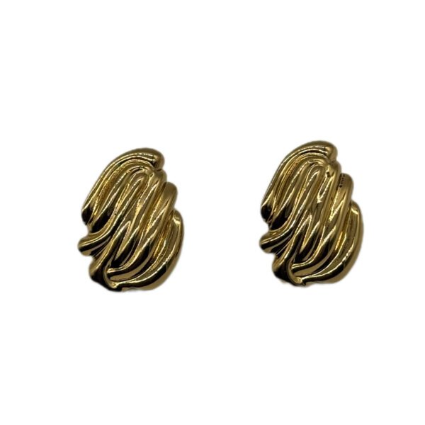 Sculpted Wave Stud Earrings – Gold