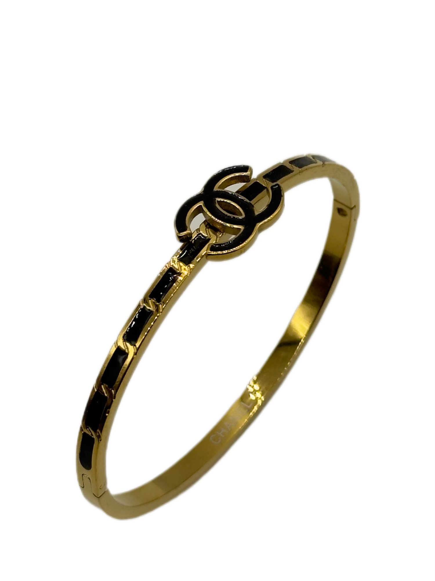 Noir Monogram Bangle – Gold & Black - Image 2